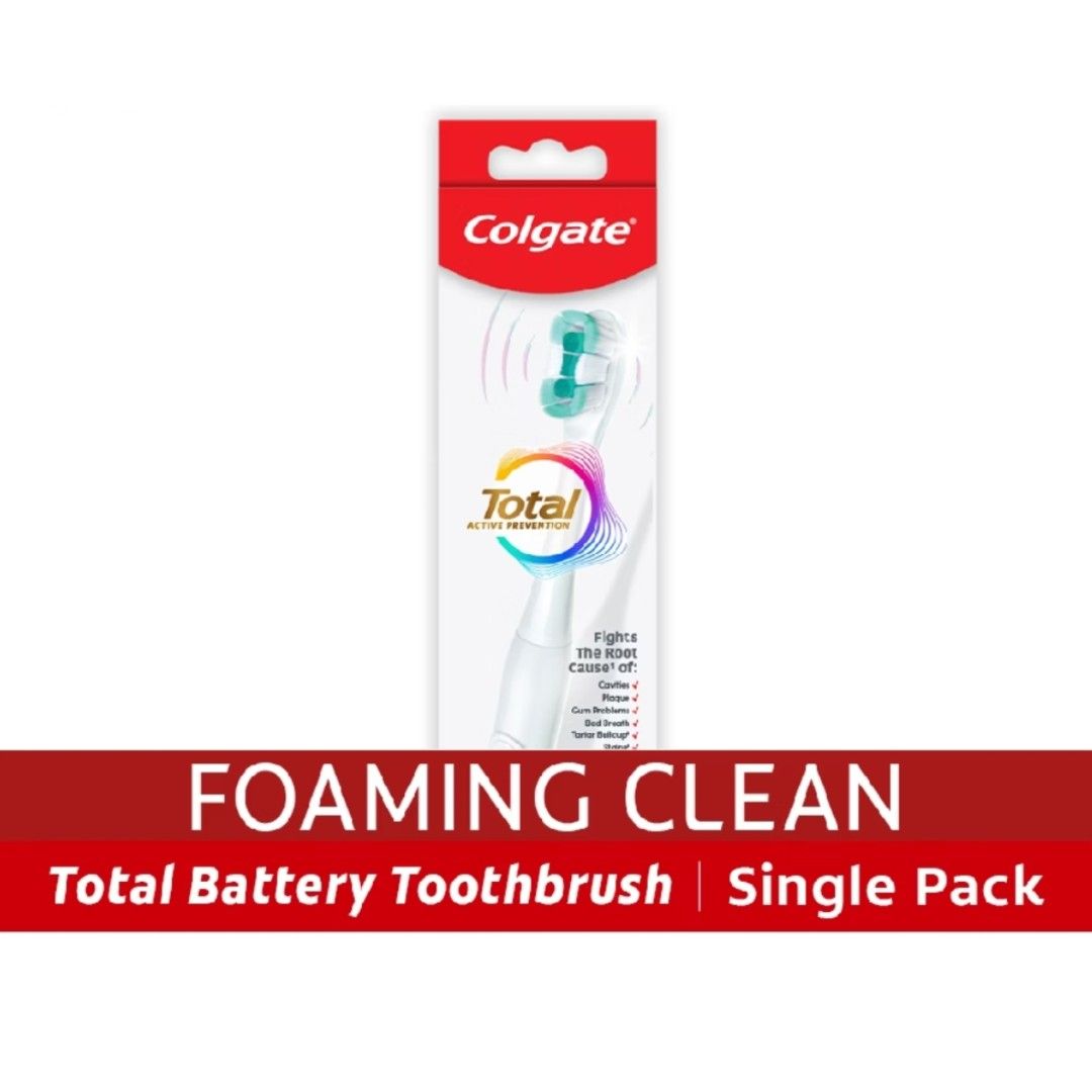 Colgate Total Active Protection Battery Electric Toothbrush (Category: Oral Care) located in Quezon City. Submitted by rosepam (Listing ID 1469512456, Image 1). Description: Colgate Total Active Protection Battery Toothbrush FIX PRICE New, Sealed Authentic/Original (from Official Store) RFS: duplicate order.