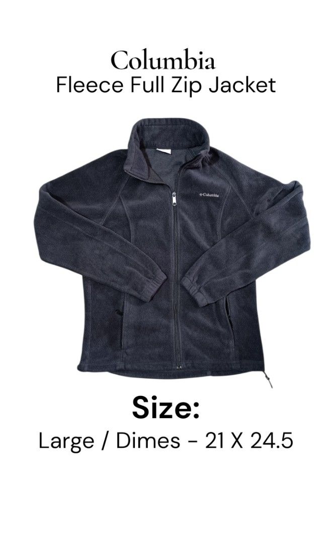 COLUMBIA FLEECE FULL ZIP JACKET (Category: Coats, Jackets and Outerwear) located in Midsayap. Submitted by macoy.picker (Listing ID 1469404021, Image 1). Description: Columbia Fleece Full zip Jacket Preloved Size: Large / 21 x 24.5 Courier: JNT MOP : Gcash / Maribank Location: North Cotabato.