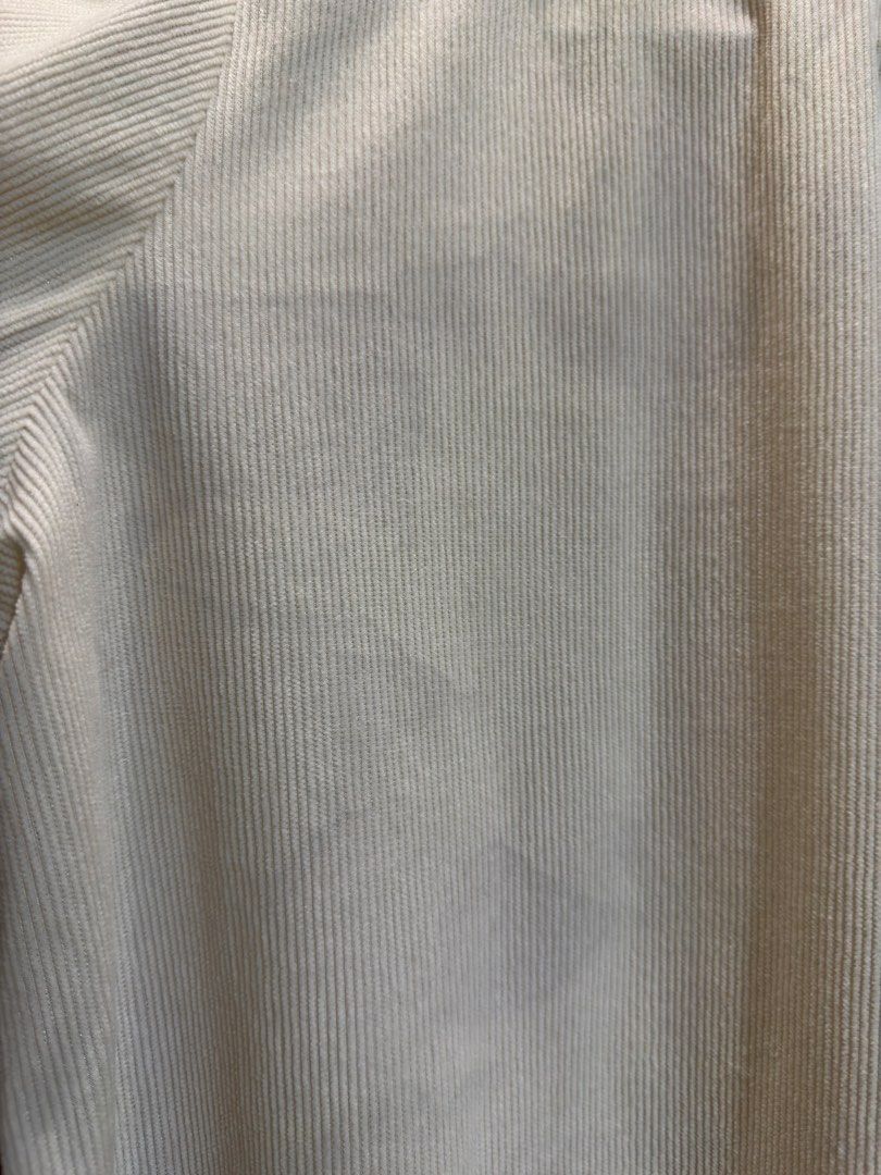 CORDUROY BUTTON-DOWN BLOUSE (Category: Longsleeves) located in Manila. Submitted by glamstylemnl (Listing ID 1469467200, Image 3). Description: ♡ SIZE: L-XL ♡ BUST: 42 ♡ Swipe left to see the actual color & details ♡ peter pan collar with lace trim, pintucked square yoke, ruffled cuffs, with washable light blue stains ♡ HQ • 8/10 ♡ Ready to wear 👚.