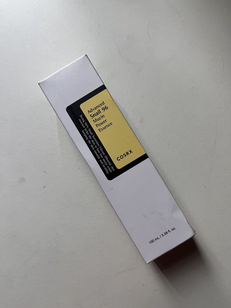 COSRX Advanced Snail 96 Mucin Power Essence (Category: Face Care) located in Cavite. Submitted by lovriace (Listing ID 1469466152, Image 1). Description: EXP : 12/21/2026 - Product: COSRX Advanced Snail 96 Mucin Power Essence - Size: 100ml - Condition: Brand new, unopened box with stamped expiration date - Shelf Life: 12M period after opening - Benefits: Helps skin retain moisture, stay smooth, and glow - 100% Authentic / Trusted Seller.