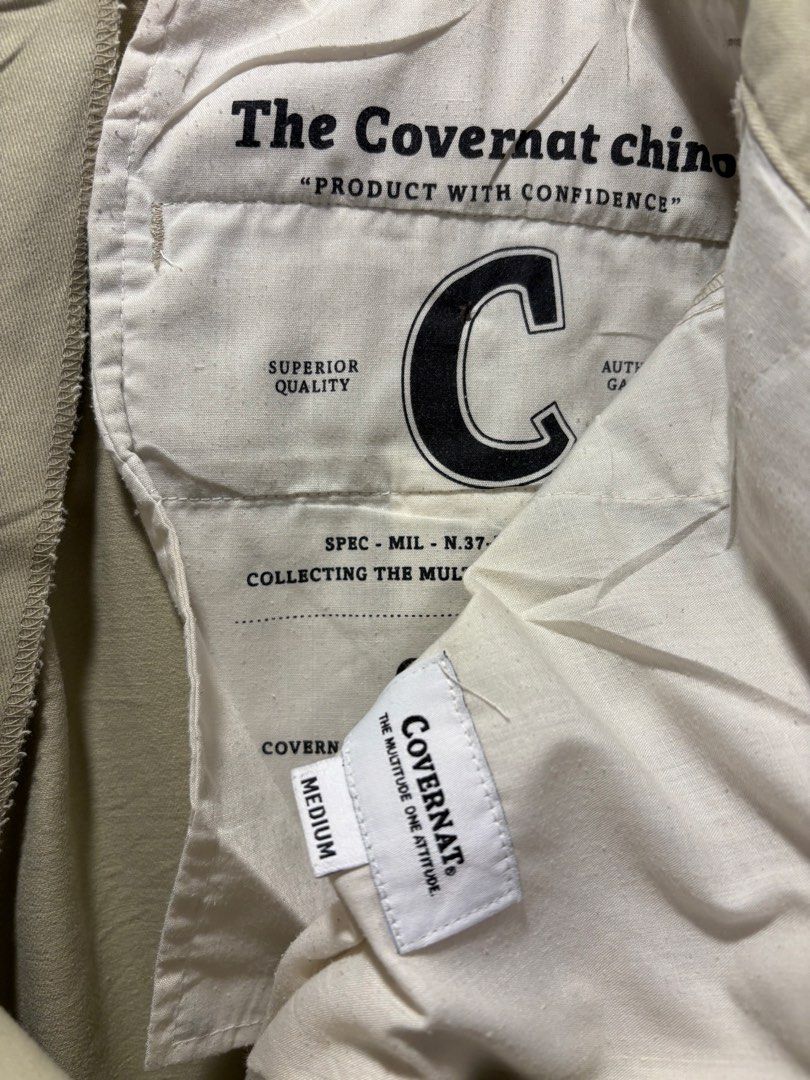 Covernat Wide Chino Pants (Beige) (Category: Chinos) located in Bacolod City. Submitted by moboandmoga (Listing ID 1469427559, Image 3). Description: Covernat Wide Chino Pants (Beige) Size: 30/31 Excellent Condition! (Sizing info) Length: 39.5 inches Leg op: 9”.