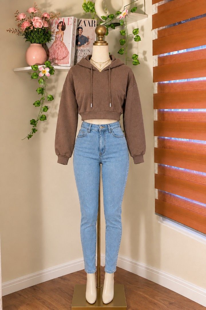 Croptop Hoodie Jacket and Denim Pants (Category: Coats, Jackets and Outerwear) located in Manila. Submitted by vastfox_674246 (Listing ID 1469441721, Image 1). Description: Croptop Hoodie Jacket and Denim Pants.