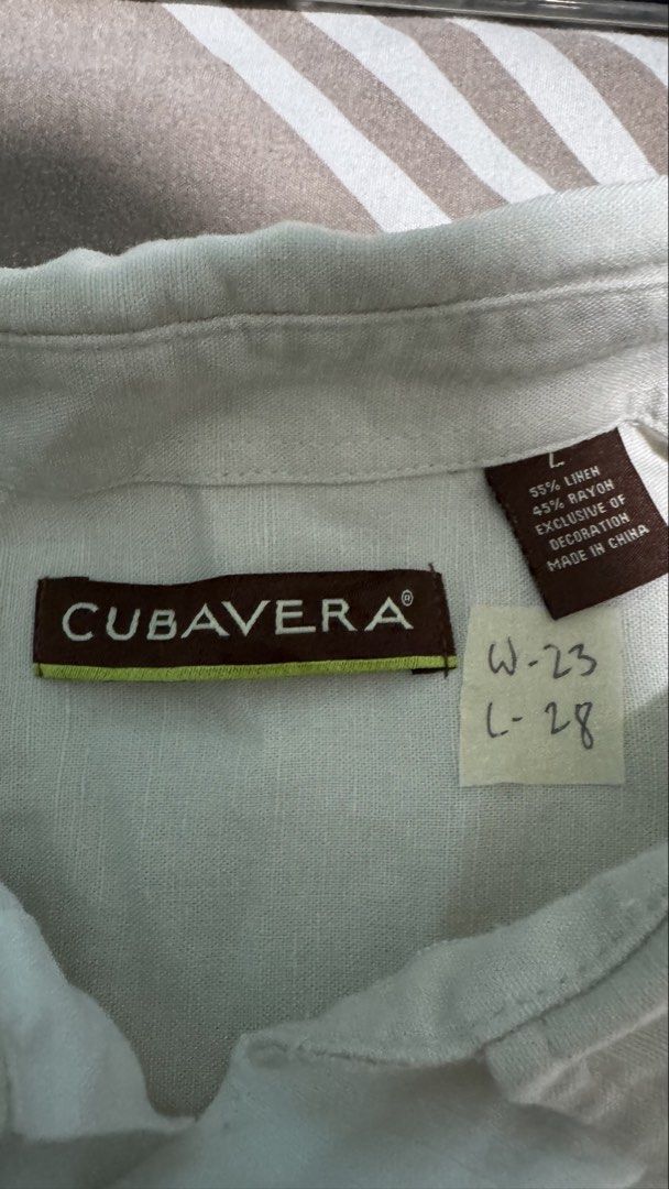 Cubavera Polo Button Down (Category: Tshirts & Polo Shirts ) located in Lipa City. Submitted by scrap.threads (Listing ID 1469478815, Image 2). Description: Item: Cubavera Polo S/L Price: 350 Dimes: Width - 23 Length - 28 Issue: none Lipa City Ship via J&T (Shouldered by buyer) Payment via Gcash ***Notice*** Color may vary due to lighting. Payment first. Item/s are thrifted or used condition unless stated otherwise. Please manage your expectation