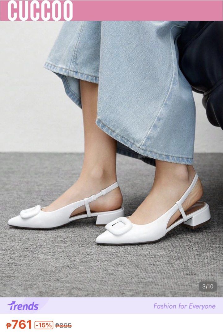 Cuccoo white flats (Category: Flats & Sandals) located in Rizal. Submitted by kirschet_k (Listing ID 1469439760, Image 2). Description: Brand new Bought 2 pairs 40 and 41 800 on app Comfy .