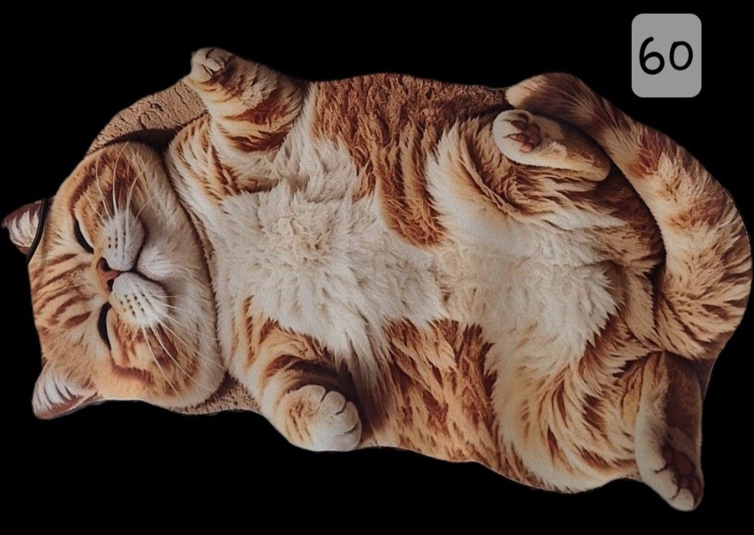 Cute Orange Tabby Cat Shape Floor Mat Rug (Category: Carpets, Mats & Flooring) located in Manila. Submitted by noblegem04 (Listing ID 1469563930, Image 2). Description: - Adorable sleeping cat design in orange and white - Soft plush texture with a realistic print, paws, and smiling face - Measures approximately 60 cm long - Perfect accent decor for bedrooms, living rooms, or entryways - Easy to spot clean when needed.