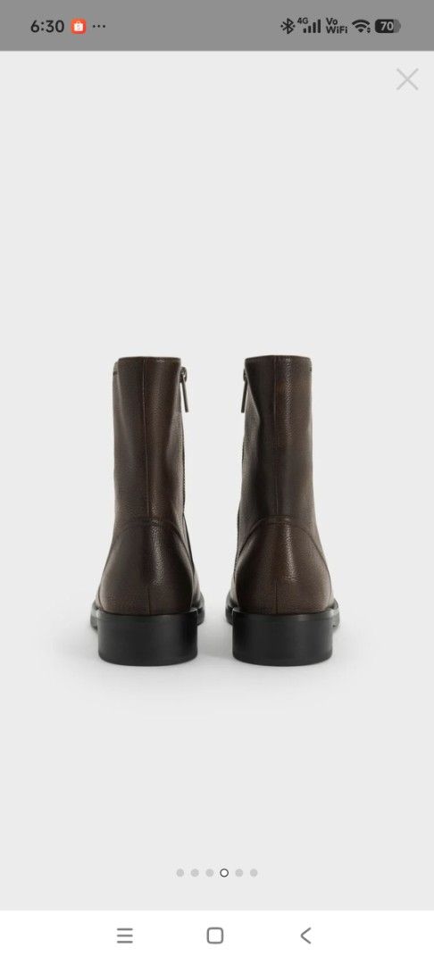 Dark Brown Zip Up Boots (Category: Boots) located in Taguig. Submitted by frugalfresh (Listing ID 1469489840, Image 3). Description: Burnished Side-Zip Ankle Boots - Dark Brown ₱5,399.00 (Our legacy camion boot dupe/ alternative) - Brand: Charles & Keith - Color: Rich dark brown - Material: Burnished PU leather - Design: Modern square toe with low block heel - Closure: Side zipper with branded metal pulls - Style: Clean, minimalist, and versatile