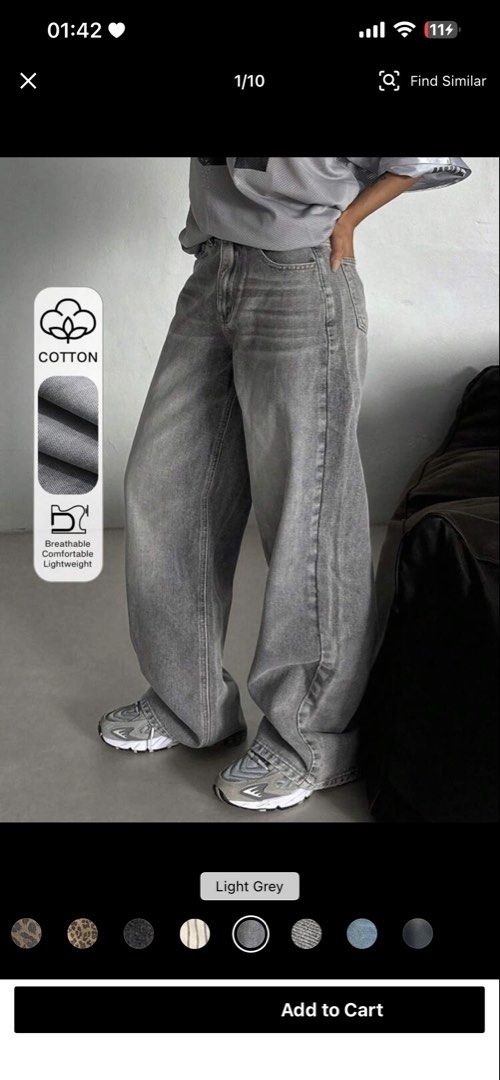 DAZY Wide Leg Baggy Pants (Category: Jeans) located in Malabon City. Submitted by findsbysnh (Listing ID 1469556147, Image 1). Description: - Brand: DAZY (Shein) - Style: Wide Leg Baggy Pants - Color: Light grey - Size: L - Condition: Brand new - Measurements: Please check image (last slide) RFS: Wrong Size.