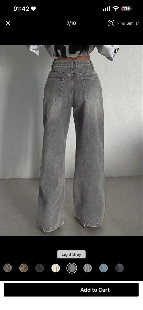 DAZY Wide Leg Baggy Pants (Category: Jeans) located in Malabon City. Submitted by findsbysnh (Listing ID 1469556147, Image 3). Description: - Brand: DAZY (Shein) - Style: Wide Leg Baggy Pants - Color: Light grey - Size: L - Condition: Brand new - Measurements: Please check image (last slide) RFS: Wrong Size.