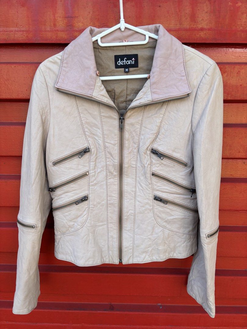 DEFANI LAMB LEATHER BIKER JACKET (Category: Coats, Jackets and Outerwear) located in Bacolod City. Submitted by keel_08 (Listing ID 1469488342, Image 1). Description: S-M fittings Sign of usage only, YKK Zippers free shipping.