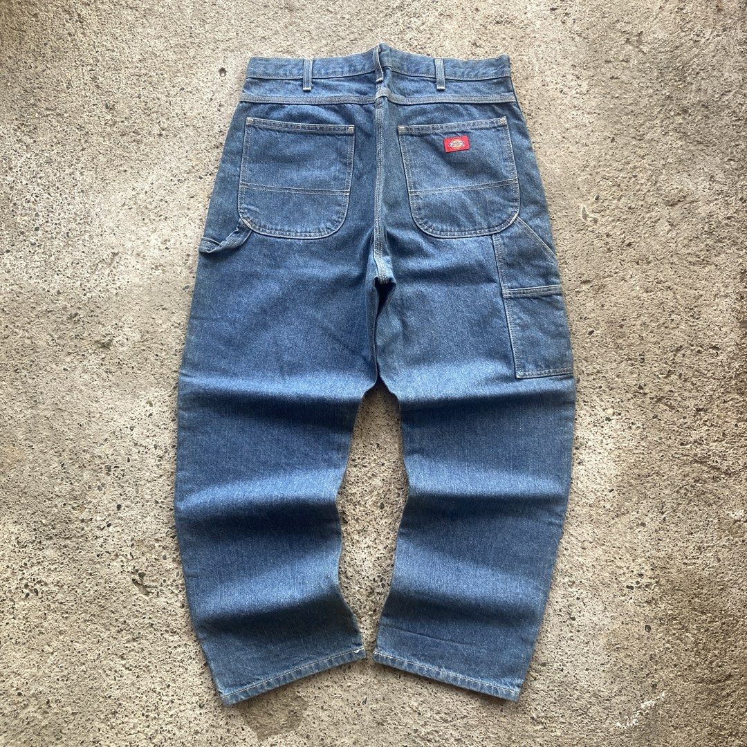 Dickies Denim Carpenter Pants (Category: Jeans) located in Santa Barbara. Submitted by evrysundayvintage (Listing ID 1469420350, Image 1). Description: Dickies Denim Carpenter Pants Dimensions Waist: 36-38” Length: 42” Leg opening 9” Excellent condition Minimal yellow stain Heavy material .