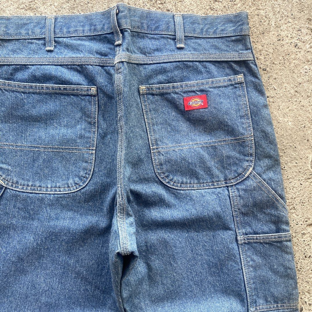 Dickies Denim Carpenter Pants (Category: Jeans) located in Santa Barbara. Submitted by evrysundayvintage (Listing ID 1469420350, Image 2). Description: Dickies Denim Carpenter Pants Dimensions Waist: 36-38” Length: 42” Leg opening 9” Excellent condition Minimal yellow stain Heavy material .
