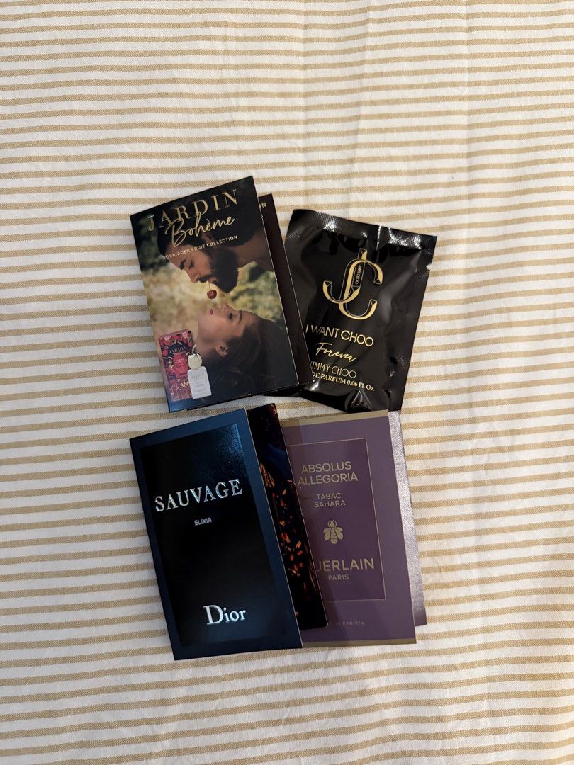 Dior Guerlain Jimmy Choo Vials (Category: Fragrance & Deodorants) located in Marikina City. Submitted by hazeljaner (Listing ID 1469498749, Image 1). Description: Take all for 450. Lowballers won’t be entertained..