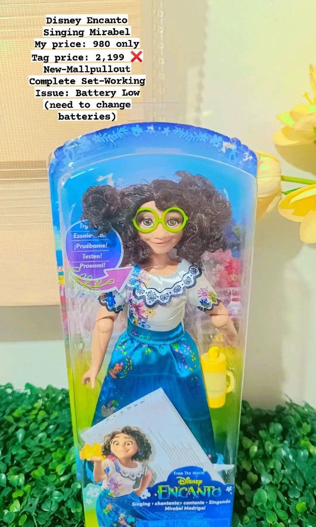 Disney Encanto Singing Mirabel Madrigal (Category: Interactive Toys) located in Quezon City. Submitted by mhoniqvela04 (Listing ID 1469543884, Image 1). Description: Orig New-Mallpullout Complete set Working Well-With sounds Batteries not included Actual pic posted pm for vid.