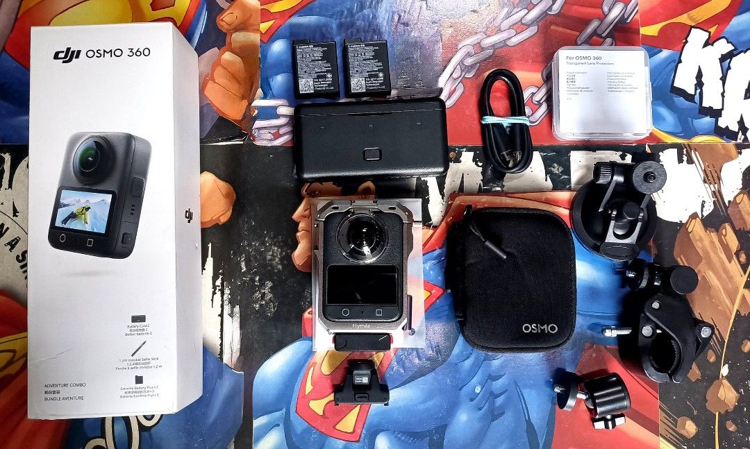 DJI OSMO 360 Mint Condition (Category: Other Gadgets) located in Manila. Submitted by yellowkite10600 (Listing ID 1469431800, Image 1). Description: DJI OSMO 360 1 No scratch, Like new, Rarely used. This is Adventure Combo though I misplaced one battery. Got it as a gift some four months ago and I rarely used it. Package includes: Original Box Osmo 360 camera 2 batteries plus charger Lens Rubber Protector Long stick Pouch plus: Hard case Metal ca