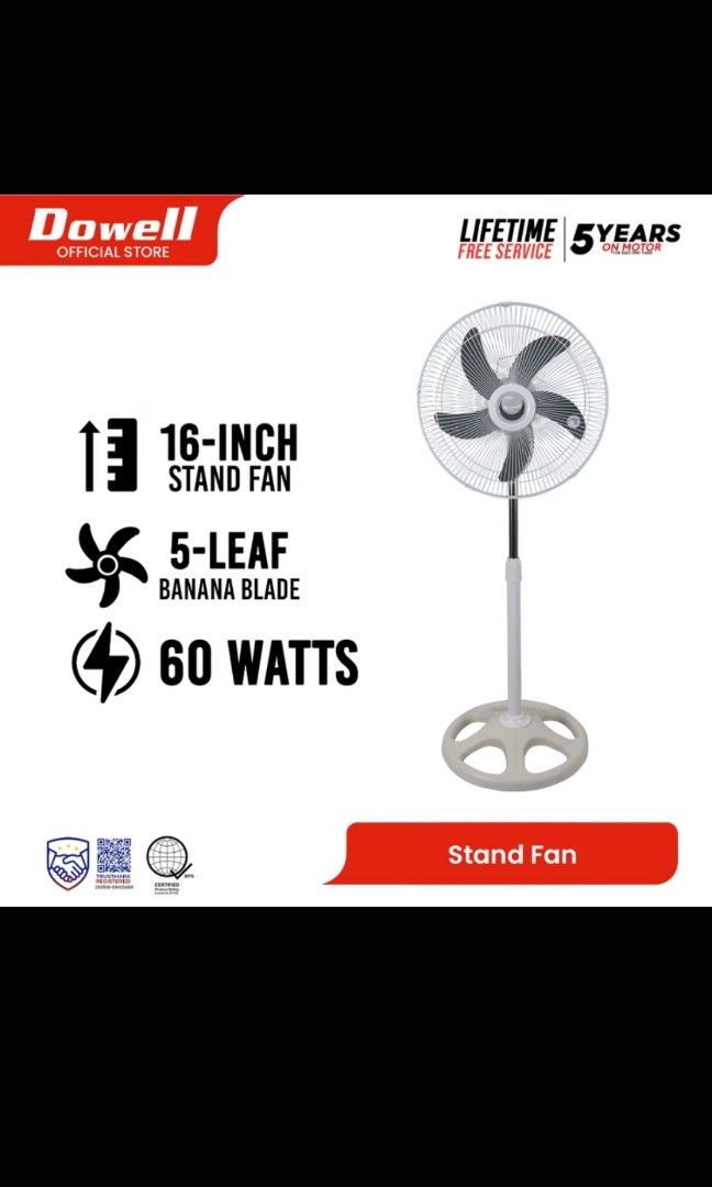 Dowell Standing Electric Fan White (Category: Fans) located in Manila. Submitted by ceej3951899538 (Listing ID 1469511709, Image 2). Description: - Brand: Dowell Standing Electric Fan - Condition: Clean, fully functional, and well-maintained - Color/Design: White blades and grille with a sturdy round base - Features: Adjustable height pole and oscillating head for wide-angle cooling - Performance: Powerful airflow that cools rooms fast - Includes
