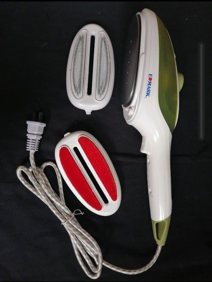 EDMARK Smart Power Steam Brush Garment Steamer (Category: Irons & Steamers) located in Bacolor. Submitted by JHAILA_ABRIENNE (Listing ID 1469453238, Image 2). Description: "sa Mall P999 ang presyo" - Brand: Edmark Smart Power Steam Brush - Fast and easy wrinkle removal with micro steam technology - Includes 2 interchangeable attachments for fabric and fur care - Comes complete with a measuring cup, user manual, and original box - Perfect for quic