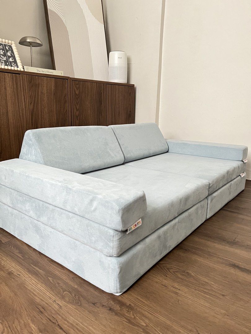 EduCrate Kids TransformaCouch Lite - Bluish Gray (Category: Kids Tables & Chairs) located in Cainta. Submitted by shopdlxmns (Listing ID 1469432849, Image 3). Description: Preloved Educrate TransformaCouch Lite in bluish gray. SRP ₱6,999! A versatile play couch for your little one to lounge, play, and build with. Covers are machine washable. This color is no longer available online! RFS: Decluttering / no longer used. Price slightly negotiable. �