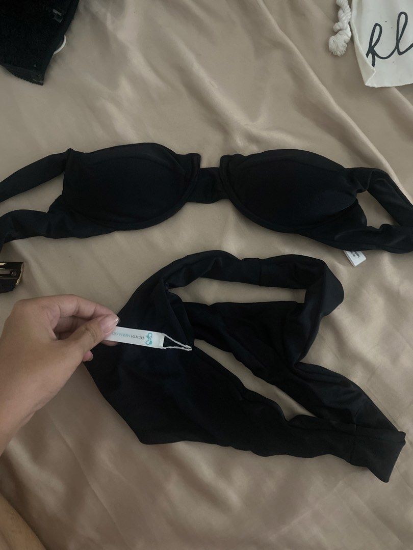 Eighth Mermaid Black Two-Piece Bikini Set (Category: Bikinis & Swimsuits) located in Manila. Submitted by rumyewn (Listing ID 1469513892, Image 2). Description: - Brand: Eighth Mermaid - Style: Solid black two-piece swimsuit - Design: Underwire top with matching bottom - Condition: used twice only - Perfect for: Beach trips, pool days, and minimalist beachwear looks.