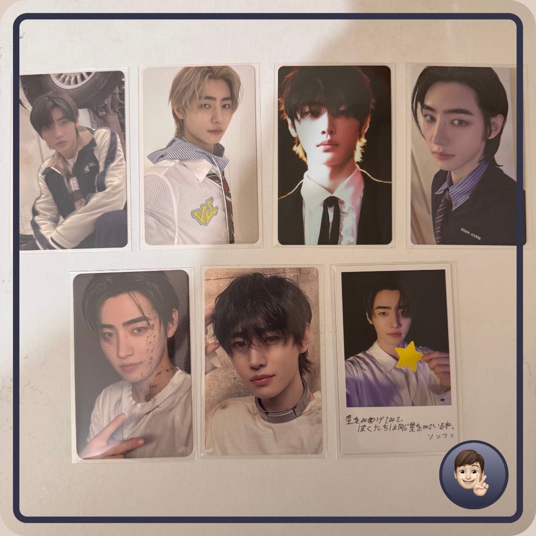 ENHYPEN SUNGHOON Official Photocards (Category: K-Wave Merchandise) located in Manila. Submitted by myhappyunboxing (Listing ID 1469463581, Image 1). Description: - In good condition - Not for sensitive buyers, photocards may have manufacturer marks - 199 each - DM if interested to buy and let us know your card selection.