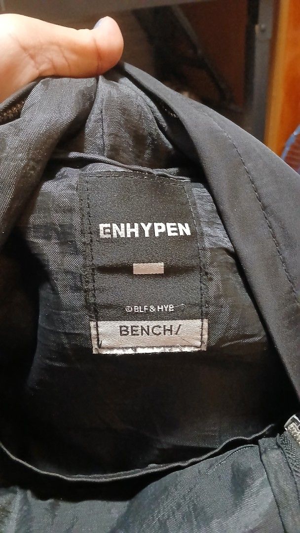 ENHYPEN x Bench Black Nylon Backpack (Category: Backpacks) located in Taguig. Submitted by jegadablo (Listing ID 1469501102, Image 3). Description: - Official ENHYPEN x Bench collaboration backpack - Color: Classic black nylon - Compartments: Main zip compartment and exterior front zip pocket - Details: Interior label with official ENHYPEN, Bench, and HYBE branding - Condition: Clean inside and out, lightweight and practical for daily use.