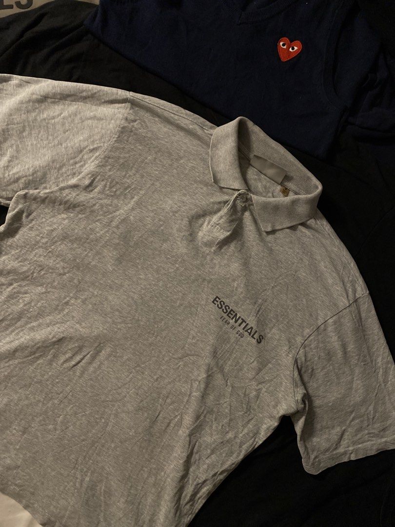 ESSENTIALS POLO SHIRT (Category: Tshirts & Polo Shirts ) located in Manila. Submitted by urbanhits (Listing ID 1469440451, Image 2). Description: ESSENTIALS GRAY POLOSHIRT / 26 length / 22 width / 9/10 Condition 10/10 Color Rate need repair (issue) .