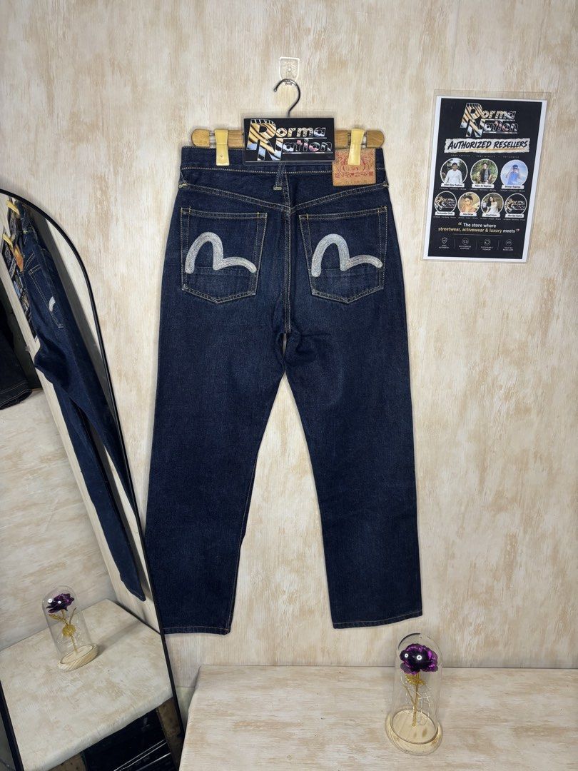 EVISU SEAGULL SELVEDGE DENIM PANTS (Category: Jeans) located in Cabuyao City. Submitted by pormanation-thrift-store (Listing ID 1469469364, Image 1). Description: EVISU SEAGULL SELVEDGE DENIM PANTS Condition: GOOD Color rate: 9/10 Size: 32 Dimes: 32”Wx39”L Issue: ALTERED LENGTH / CRACK PATCH Price: 1500.