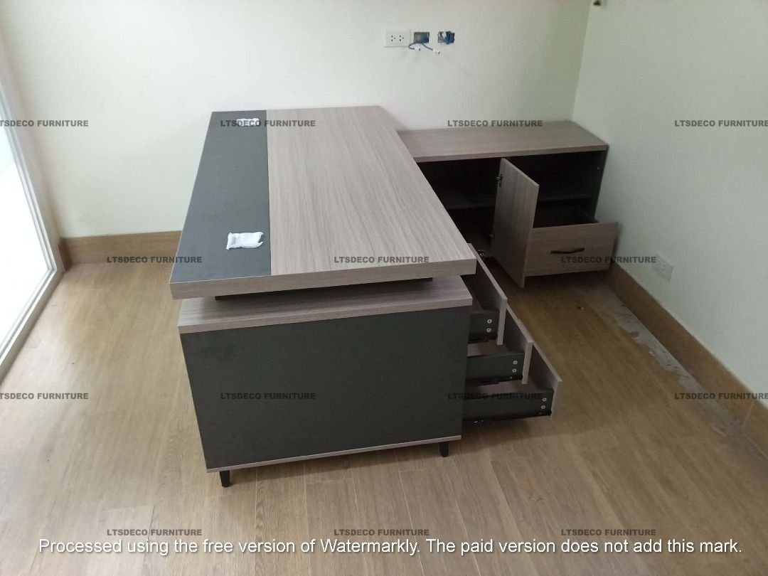Executive table desk l-shape office partition furniture (Category: Office Furniture & Fixtures) located in Caloocan City. Submitted by cheska.ltsdeco (Listing ID 1469395595, Image 1). Description: 👉Are you looking for WORKSTATION, MODULAR CUBICLES OFFICE PARTITION, and OFFICE FURNITURE SUPPLIER? LTSDECO Furniture, is direct supplier, manufacturer, and trusted provider of high quality, affordable and durable modular office divider partition, home