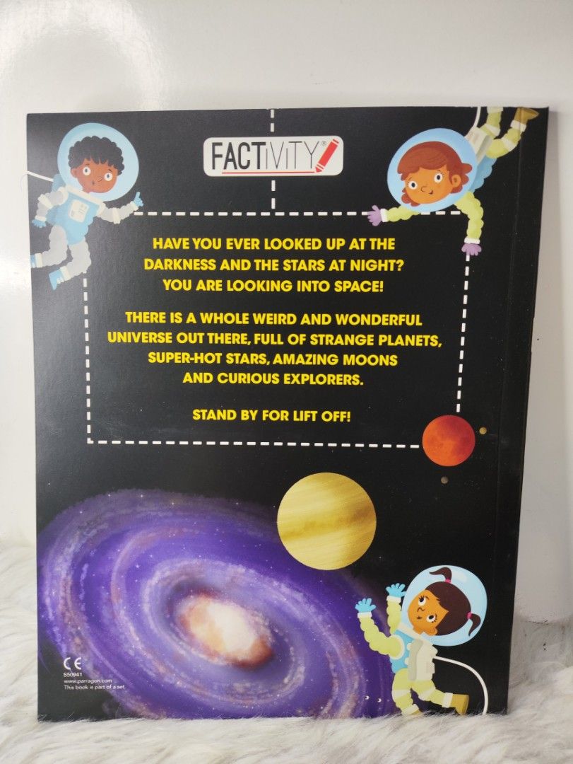 Factivity Journey Through Space Book and Solar System Projector Set (Category: Educational & Learning Toys) located in Cavite. Submitted by tinetaclesss (Listing ID 1469498335, Image 3). Description: - Complete space exploration bundle for young astronomers - Includes Factivity Journey Through Space book filled with facts - Solar system projector torch with 4 interchangeable star discs - Interactive Earth globe foldout and International Space Sta