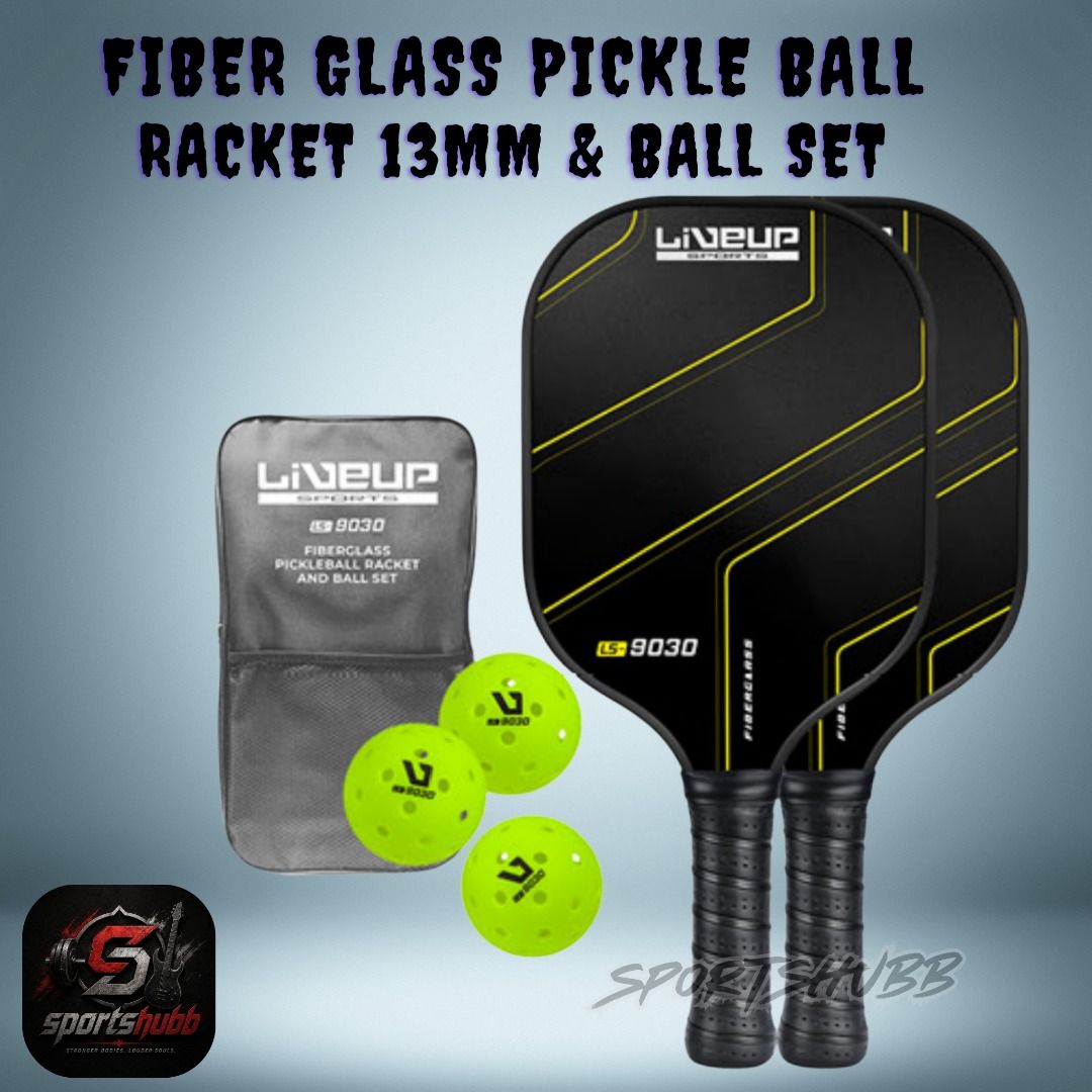 Fiber Glass Pickle Ball Racket W/ Balls (Category: Other Sports Equipment and Supplies) located in Quezon City. Submitted by mike10sitaldas (Listing ID 1469547329, Image 1). Description: Fiber Glass Pickle Ball Racket W/ Balls 1,500 Php 1 Pair / Brand new! Materials - Fiber glass + polypropylene Honey comb core Size - 400x200x13mm Thickness - 13mm Handle Length - 125mm circumference - 106mm weight - 240 - 250g Twist Weight - 5.8kg Swing weight - 