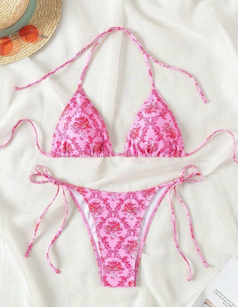 Floral Print Pink Bikini (Category: Bikinis & Swimsuits) located in Midsayap. Submitted by shai_09 (Listing ID 1469447221, Image 1). Description: Summer Beach Ladies’ Floral Print Halter Neck Bikini Set Valentine.