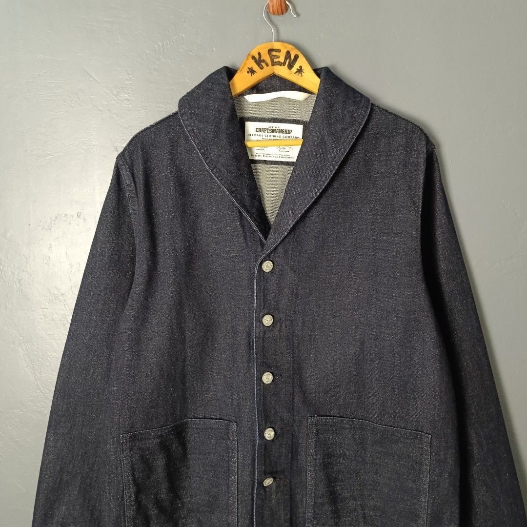 For Men - Uncle Fu x Maden (Category: Coats, Jackets and Outerwear) located in Bacolod City. Submitted by drop.ph (Listing ID 1469498478, Image 3). Description: Maden by Uncle Fu - Lapel Jean Jacket Authentic *Shawl Collar *Size XL - 23x29 *Excellent *No Flaws *Price: 1,500php *Add SF if outside Bacolod City .