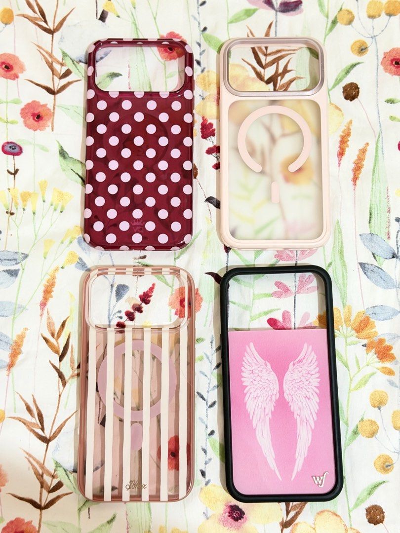 FOR SALE case for iPhone 17 Pro Max (Category: Cases & Sleeves) located in Manila. Submitted by mangoesforu (Listing ID 1469442165, Image 1). Description: FOR SALE case for iPhone 17 Pro Max Velvet Caviar Polka - ₱1,500 (Fixed price) No Issue Sonix Pink Stripes - ₱1,000 No issue Wildflower Angel Baby - ₱1,000 Issue: May 2 small hole sa gilid di naman ganuna ka visible UNIQ Pink Case - ₱850 No isse Price still negotiable for other items 4K Take al