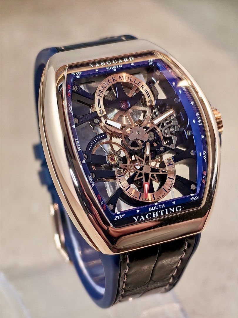 Franck Muller Vanguard Anchor Yachting (Category: Luxury Watches) located in Quezon City. Submitted by tee_time_watches (Listing ID 1469488412, Image 3). Description: The Franck Muller Vanguard Yachting Rose Gold combines the brand’s signature tonneau-shaped case with a nautical-inspired design and luxurious rose-gold presence. 2023 Franck Muller Vanguard Anchor Yachting Rosegold Open Case Work / Skeleton 7 Days Power Reserve 9.5/10 Condition, Co