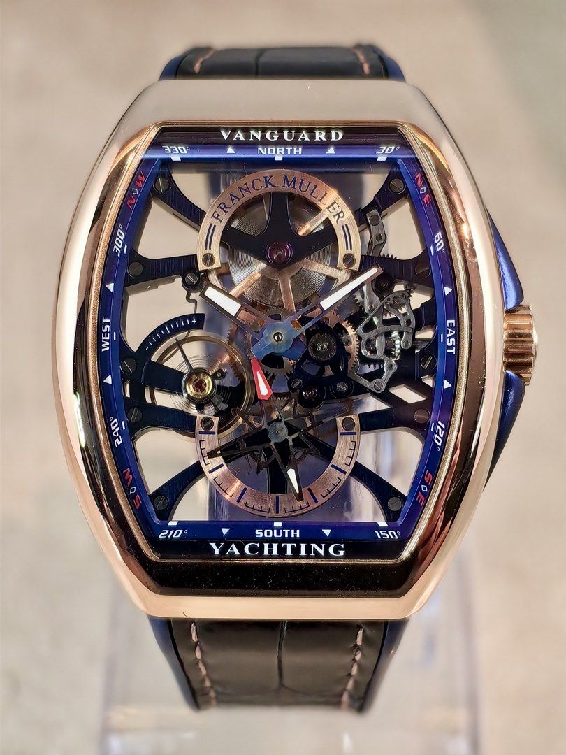 Franck Muller Vanguard Anchor Yachting (Category: Luxury Watches) located in Quezon City. Submitted by tee_time_watches (Listing ID 1469488412, Image 1). Description: The Franck Muller Vanguard Yachting Rose Gold combines the brand’s signature tonneau-shaped case with a nautical-inspired design and luxurious rose-gold presence. 2023 Franck Muller Vanguard Anchor Yachting Rosegold Open Case Work / Skeleton 7 Days Power Reserve 9.5/10 Condition, Co