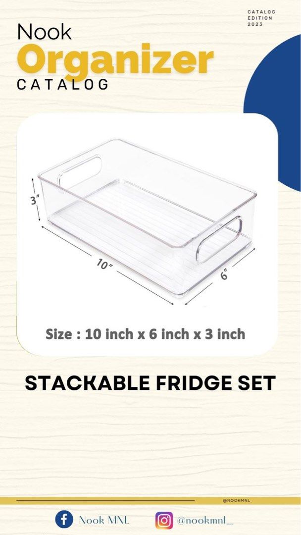 Fridge / Cabinet Organizer Stackable (Category: Food Organization & Storage) located in San Juan City. Submitted by brands.mnl (Listing ID 1469443122, Image 2). Description: Organizer for fridge and cabinets Stackable up to 6pcs! Can give discounted price if to buy set of 6 Brand new.