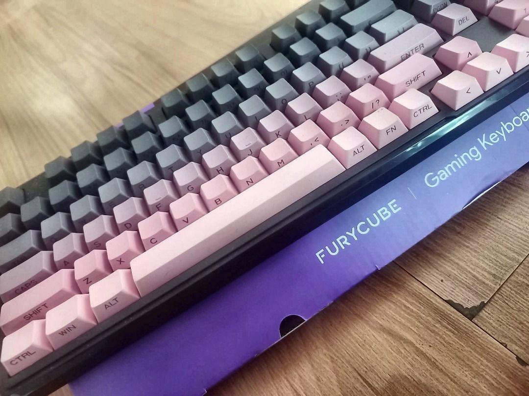 Furycube IP98 Pro Gaming Keyboard Pink Grey (Category: Computer Keyboard) located in Quezon City. Submitted by baguio.declut (Listing ID 1469439741, Image 1). Description: • Membrane Keyboard • FEW DEAD KEYS • Dead keys can be replaced or whole keyboard can be bought for parts • Bluetooth, Type C, USB • With LED lights • RFS: Bought a smaller keyboard Can meet up in FCM If not in Fairview Dahlia area: Payment First No COD Shipping thru Lalamove o