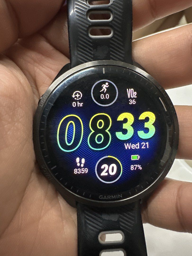 Garmin Forerunner 965 (Category: Wearables & Smart Watches) located in Guagua. Submitted by mholzserrano (Listing ID 1469511121, Image 3). Description: - Brand: Garmin - Model: Forerunner 965 - Display: Vibrant AMOLED touchscreen - Condition: Excellent pre-loved condition, fully functional - Ideal for: Running, cycling, and advanced health tracking - Meetup location: SM Pampanga Transportation Terminal Note: The watch band shows signs of wear but