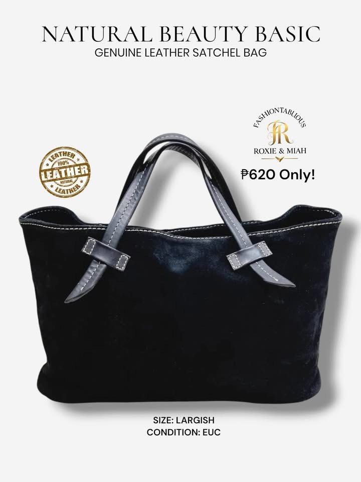 GENUINE LEATHER SATCHEL BAG 🖤 (Category: Shoulder Bags) located in Mandaluyong City. Submitted by luxprelovedbagsparadise (Listing ID 1469447987, Image 2). Description: 🖤 NATURAL BEAUTY, BASIC PRICE! 🖤 Who says classy has to be costly? 😉✨ 👜 GENUINE LEATHER SATCHEL BAG — ₱620 ONLY! 😱 That rich, elegant look without the luxury price tag? YES, SIS! 💋 This black beauty is perfect for your office OOTD, casual errands, or classy everyday look. T
