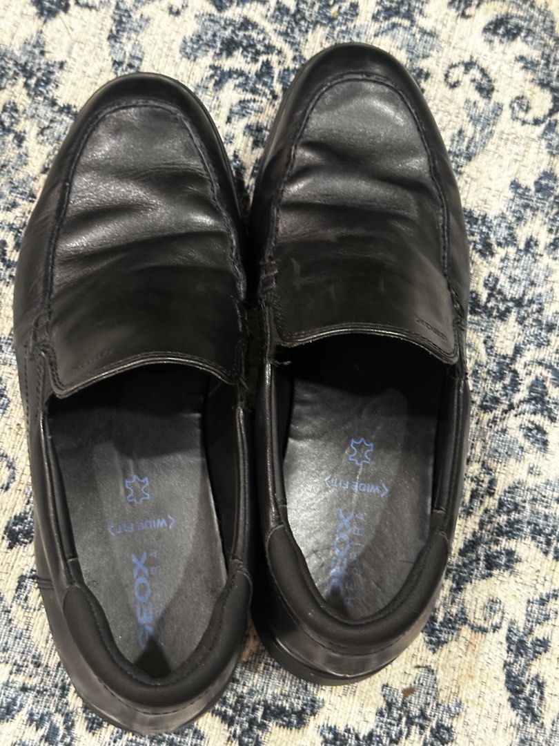 Geox black shoe (Category: Casual Shoes) located in Quezon City. Submitted by nhamaq (Listing ID 1469570384, Image 3). Description: FOR SALE: GEOX RESPIRA MEN’S LEATHER LOAFERS ✨ Product Details: * Brand: GEOX * Collection: GEOX Respira * Style: Men’s Leather Slip-On Loafers * Color: Classic Black * Size: US 9 / UK 8 / EU 42 * Fit: Wide Fit (as indicated on the insole) * Material: Leather Upper * Made in: Vietnam * Condition: Preloved – Good Used