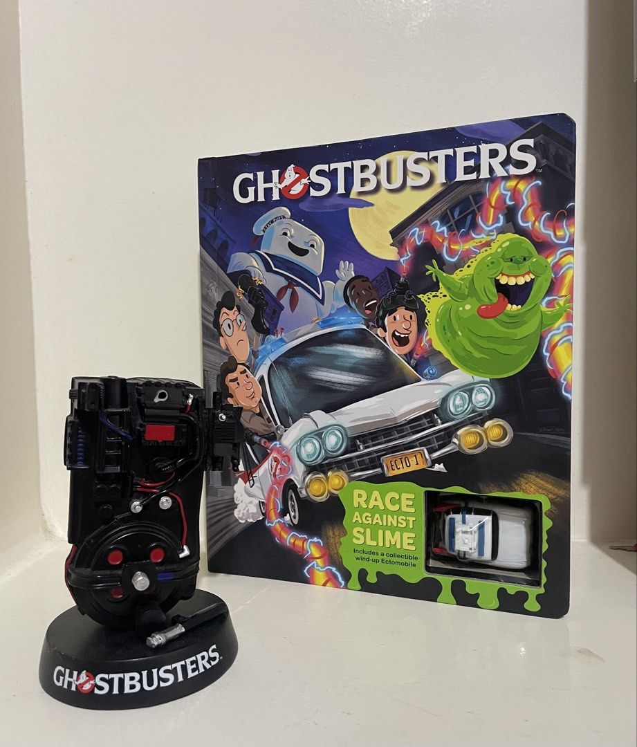 ghostbusters set with issues (Category: Action & Battle Toys) located in Manila. Submitted by ecto_toys20 (Listing ID 1469444634, Image 1). Description: ghostbusters set -600 proton pack with broken parts ecto inside the book broken mechanism.