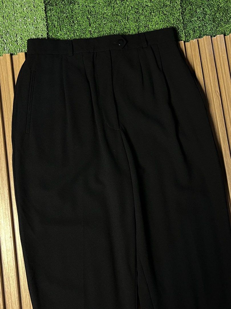GIORGIO ARMANI - DOUBLE PLEATED WOOL BLEND TROUSER (Category: Trousers) located in Bacolod City. Submitted by timelessbyjosh (Listing ID 1469464920, Image 3). Description: BEST FOR CASUAL & FORMAL OUTFITS SIZE : 40 ACTUAL COLOR : BLACK COLOR RATE : 10 OUT OF 10 CONDITION : NEAR NEW MATERIAL : 100 % WOOL MADE IN : ITALY FLAWS : NONE DIMENSIONS WAIST - 30 LENGTH - 39 THIGH - 13 LEG OPENING - 7. 5 MEASUREMENT TAKEN WHILE LAYING FLAT. PLEASE COMPARE 