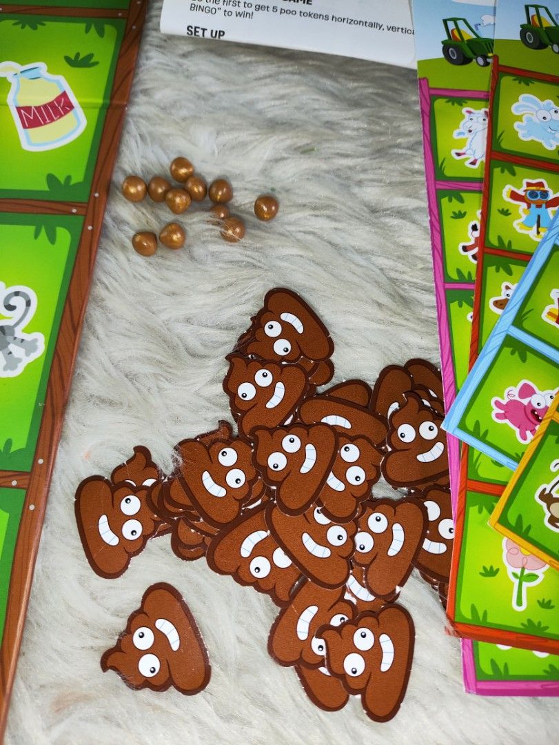 Goliath Chicken Poo Bingo Board Game (Category: Board Games & Puzzles) located in Cavite. Submitted by tinetaclesss (Listing ID 1469497222, Image 3). Description: 11/12 poo nuggets.