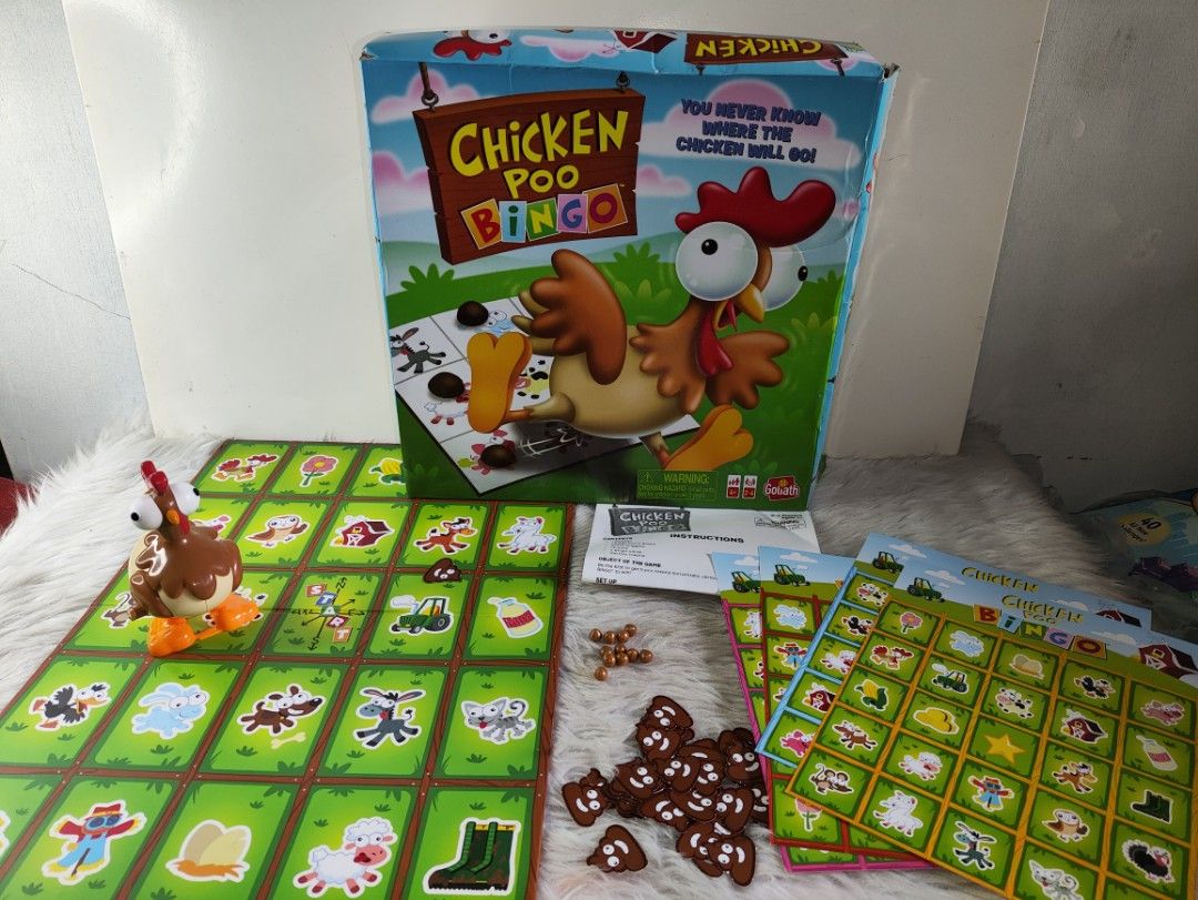 Goliath Chicken Poo Bingo Board Game (Category: Board Games & Puzzles) located in Cavite. Submitted by tinetaclesss (Listing ID 1469497222, Image 2). Description: 11/12 poo nuggets.