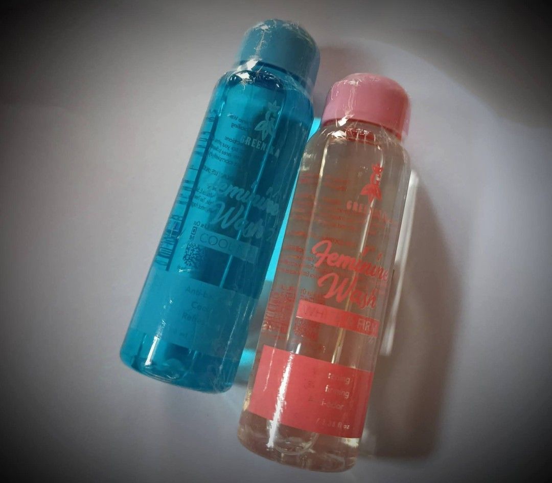 GREENIKA FEM WASH (Category: Sanitary Hygiene) located in San Pedro. Submitted by abieboink (Listing ID 1469441723, Image 1). Description: - Brand: Greenika - Product: Feminine Wash - Variants available: Cool Mint (Blue bottle) and White & Firm (Pink bottle) - Condition: Brand new and sealed - Benefits: Anti-bacterial, refreshing, gentle, and helps with daily feminine hygiene - Perfect for daily use to keep you feeling fresh and confident all day