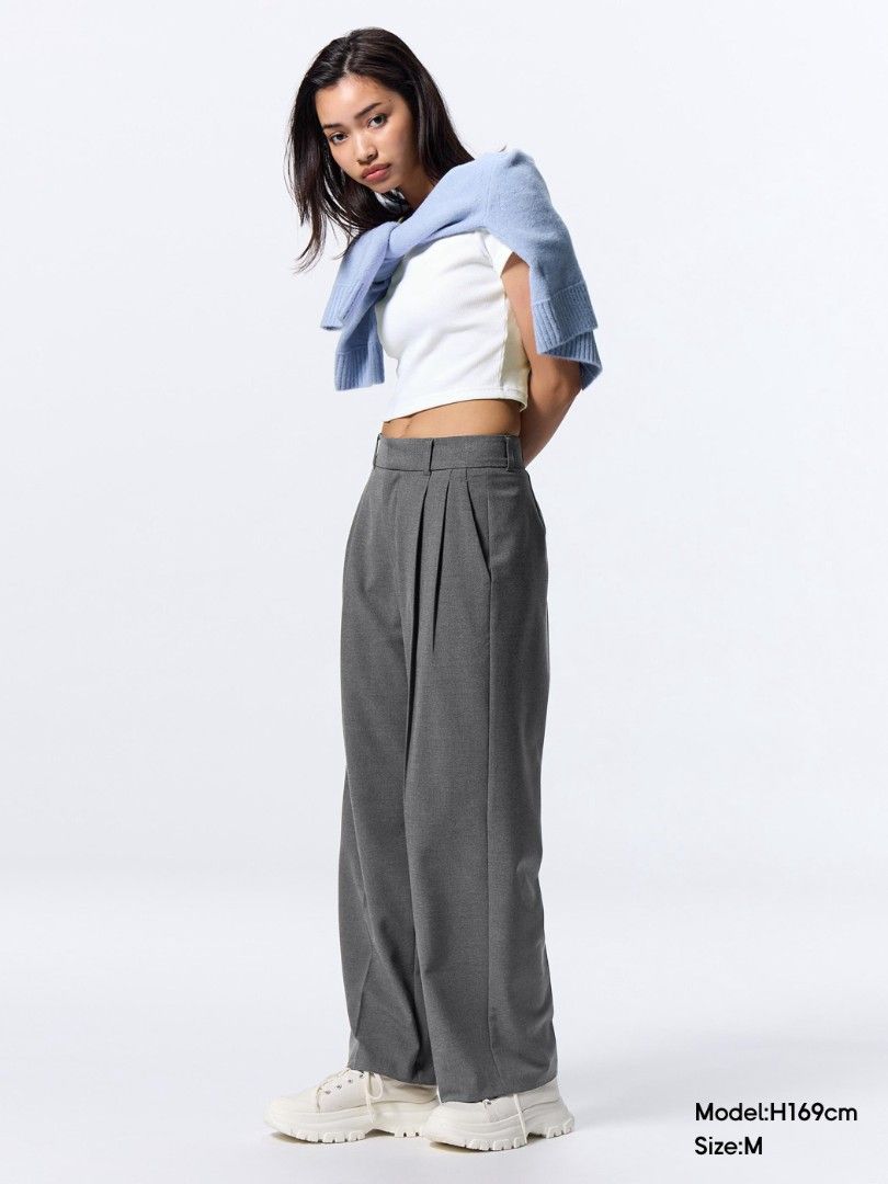 GU Wide Pleated Pants (Category: Other Bottoms) located in Angeles City. Submitted by miss_independent01 (Listing ID 1469504919, Image 2). Description: GU Wide Pleated Pants Color: Gray Width: 14 (Medium on tag) Length: 38.5 MOP: Gcash ✅ Mine Now, Pay Now ✅ First to Pay, Gets the Item 📍 PAMPANGA Courier: JnT 🚚🚚 PM 💌💌.