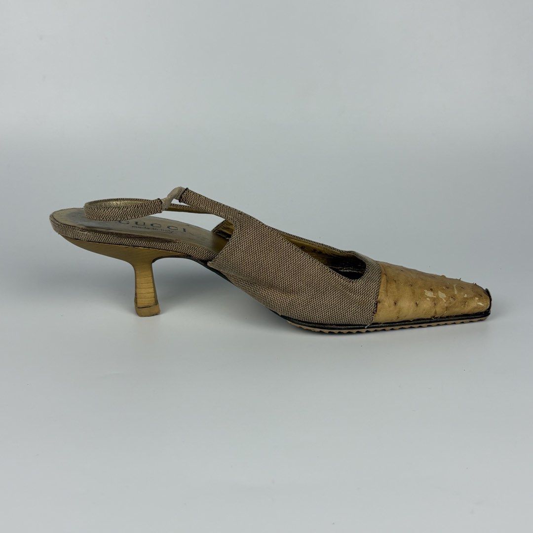 Gucci - Tom Ford - Slingback Kitten Heels (Category: Sneakers & Footwear) located in Bacolod City. Submitted by cast.archives (Listing ID 1469538363, Image 3). Description: Gucci - Tom Ford - Slingback Kitten Heels Size: 37 Condition: Lightly used Flaw: Minor seps on metal plate, Scratches, Replaced heel tip.