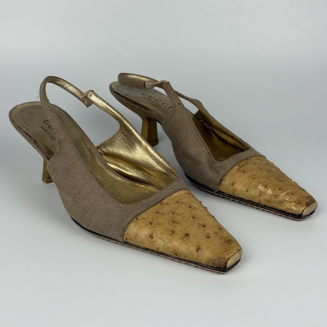 Gucci - Tom Ford - Slingback Kitten Heels (Category: Sneakers & Footwear) located in Bacolod City. Submitted by cast.archives (Listing ID 1469538363, Image 1). Description: Gucci - Tom Ford - Slingback Kitten Heels Size: 37 Condition: Lightly used Flaw: Minor seps on metal plate, Scratches, Replaced heel tip.