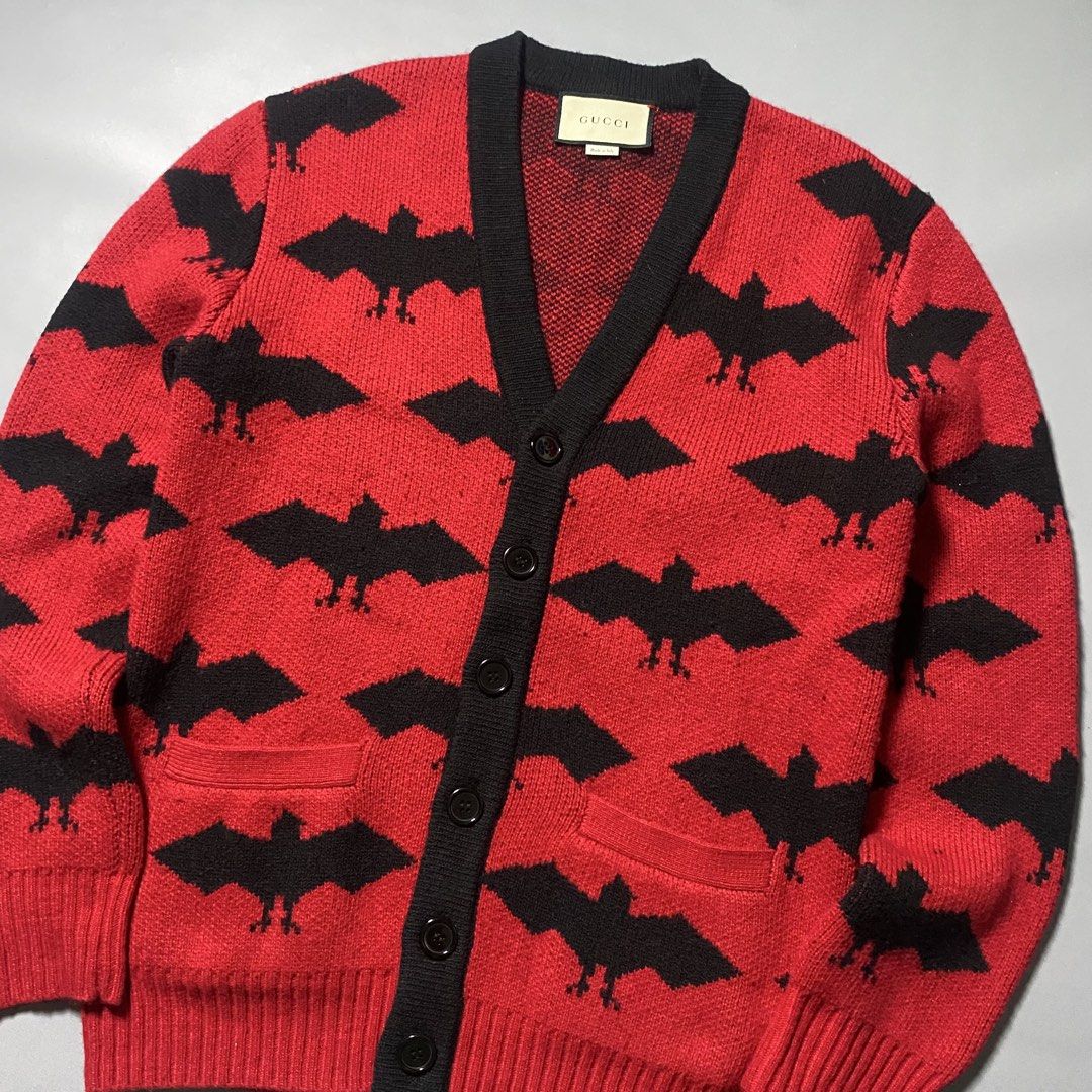 Gucci Bat Jacquard Wool & Alpaca Cardigan (Category: Luxury Apparel) located in Las Pinas. Submitted by reluxearchive (Listing ID 1469518909, Image 2). Description: Measurements ( Inches ) Width : 21 Length : 28 Condition : 10/10 Color Rate : 10/10 Flaws / Issues : None Price : 3,500 📍100 % Authentic 📍What you see is what you get 🚚 Lbc | J&t | Lalamove | Dhl.