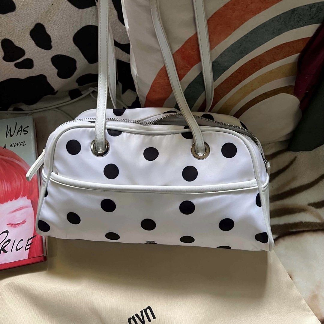 GVN Polka Bowler Bag - Medium (Category: Shoulder Bags) located in Cebu City. Submitted by uptownjunk (Listing ID 1469395981, Image 2). Description: - Used twice lang during travels (pm for some when worn photos! 😊) - Personal faveee but had to let go bcs im eyeing for a different color - Still in great condition! Comes with the dustbag and the box .
