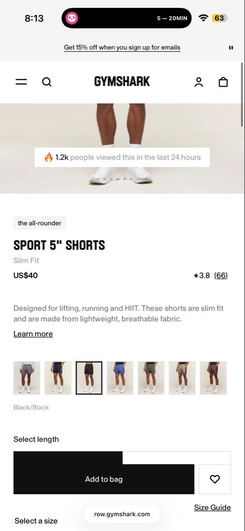 Gymshark Sport 5” Shorts Black (Category: Activewear) located in Pasig City. Submitted by prelovedbychl (Listing ID 1469509397, Image 2). Description: - 100% authentic! - size: XS, model is wearing M - fits up to 29.5 inches waist - good as new, sinukat lang - got it for 40 dollars + sf.